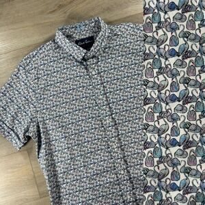 Robert Graham Men's XL Modern Americana Shirt Tailored Fit Swan Bird Print